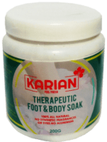 Karian Therapeutic Foot and Body Soak 100% All Natural No synthetic fragrances no dyes no aluminium, Ideal for foot spa, foot bath, basin and bath tub. Soothes sore tired muscles, Leaves feet and body clear, refreshed, hydrated and moisturized, maintains healthy skin and nails, softens calluses and corns, flushes out toxins and eases stress 