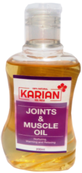KARIAN JOINTS AND MUSCLE OIL Infused with Garlic,Ginger,Peppermint oil and various oils to soothe away aches from muscles and joints.
